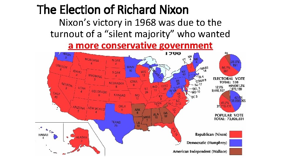 The Election of Richard Nixon’s victory in 1968 was due to the In 1968,