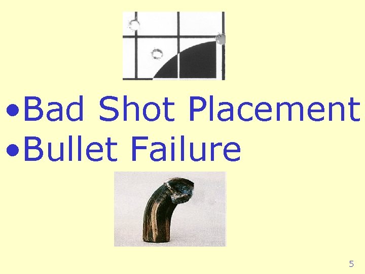  • Bad Shot Placement • Bullet Failure 5 