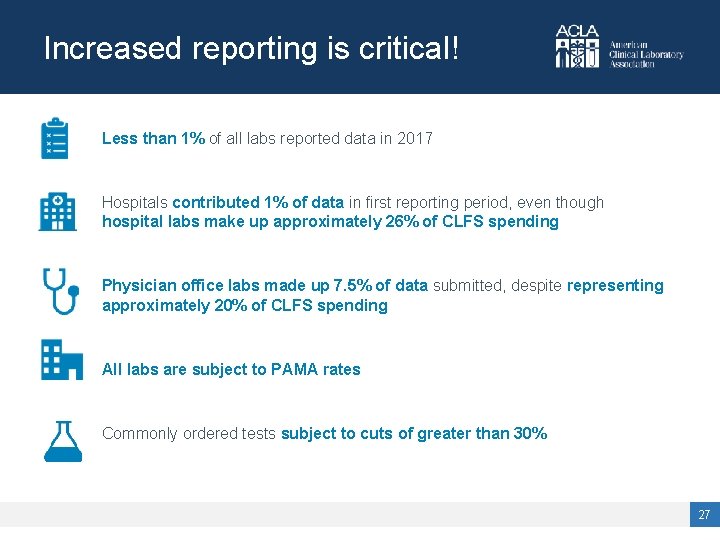 Increased reporting is critical! Less than 1% of all labs reported data in 2017