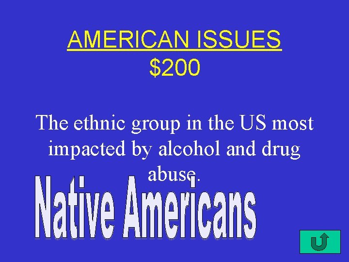 AMERICAN ISSUES $200 The ethnic group in the US most impacted by alcohol and