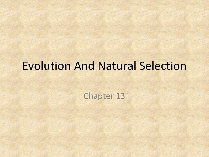 Evolution And Natural Selection Chapter 13 