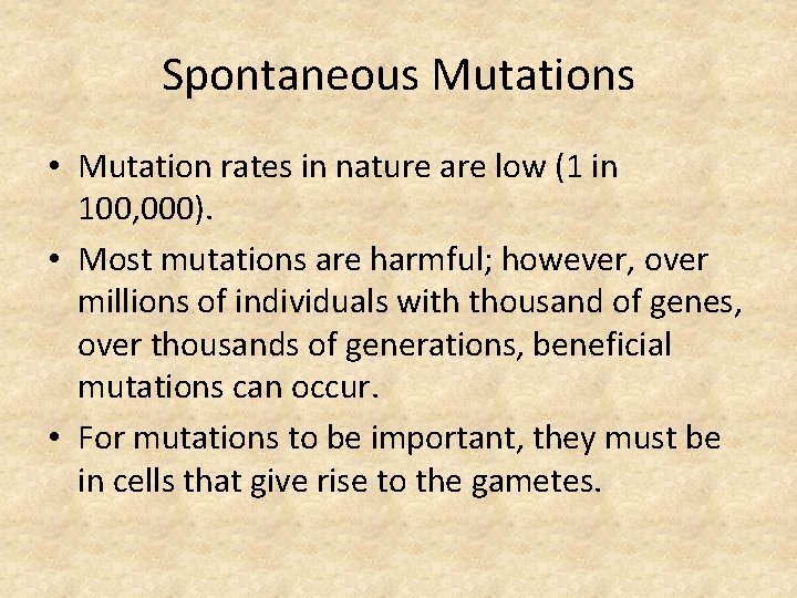 Spontaneous Mutations • Mutation rates in nature are low (1 in 100, 000). •