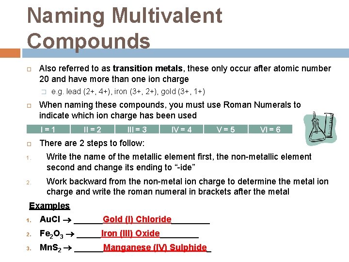 Chapter 8 Ionic Compounds Names and Formulas 8