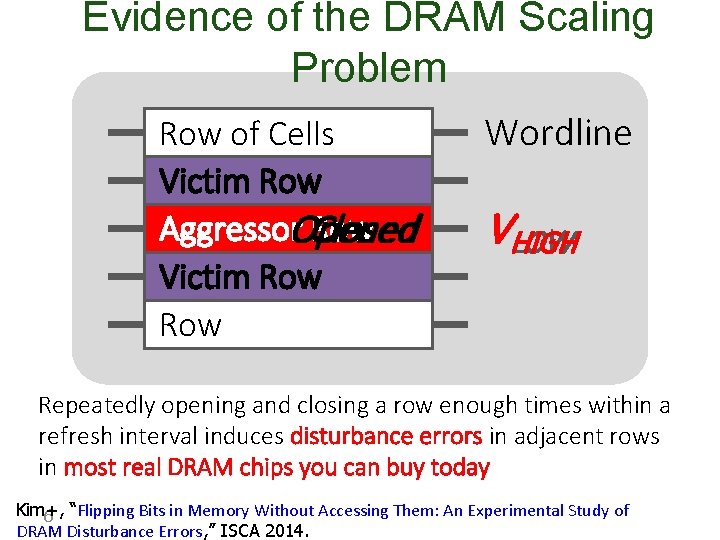 Evidence of the DRAM Scaling Problem Row of Cells Victim Row Aggressor Row Opened