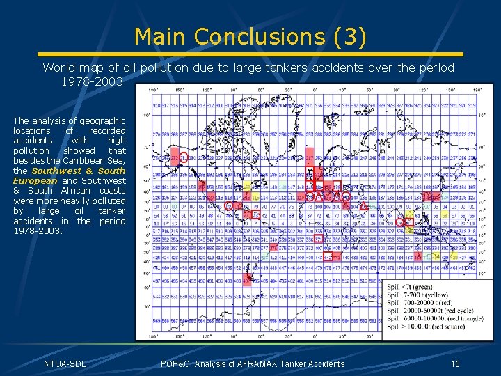 Main Conclusions (3) World map of oil pollution due to large tankers accidents over