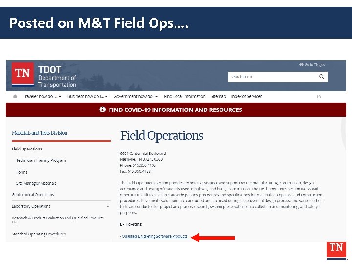 Posted on M&T Field Ops…. 