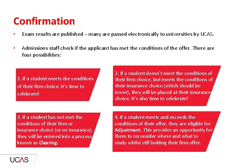 Confirmation • Exam results are published – many are passed electronically to universities by