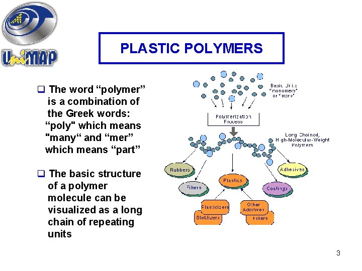 PLASTIC POLYMERS q The word “polymer” is a combination of the Greek words: “poly"
