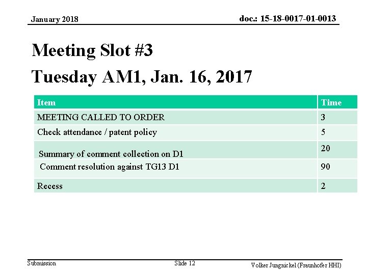doc. : 15 -18 -0017 -01 -0013 January 2018 Meeting Slot #3 Tuesday AM