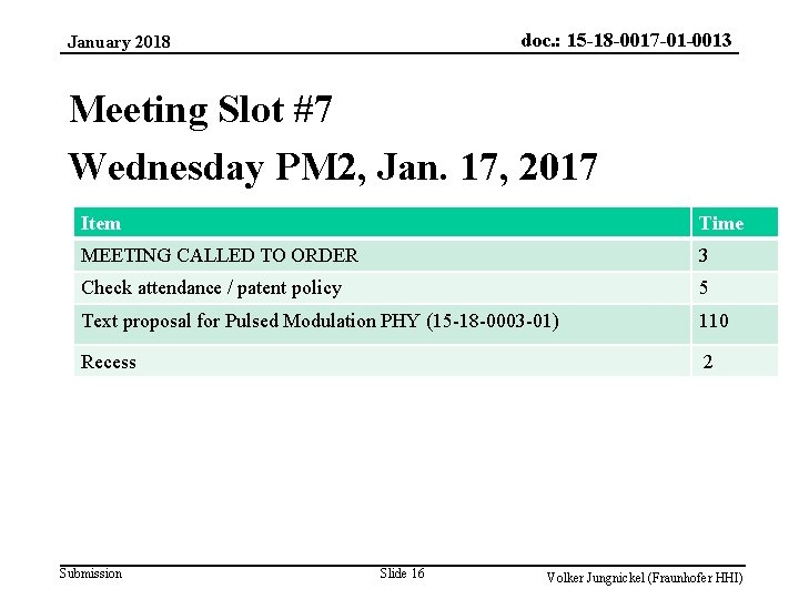 doc. : 15 -18 -0017 -01 -0013 January 2018 Meeting Slot #7 Wednesday PM