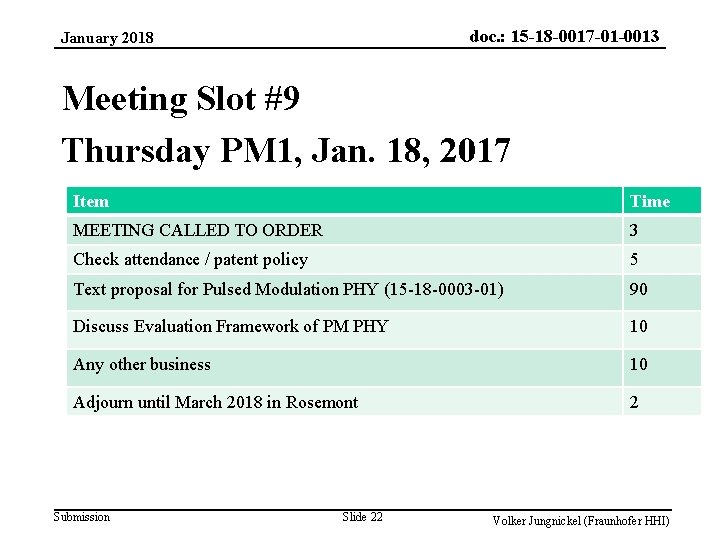 doc. : 15 -18 -0017 -01 -0013 January 2018 Meeting Slot #9 Thursday PM
