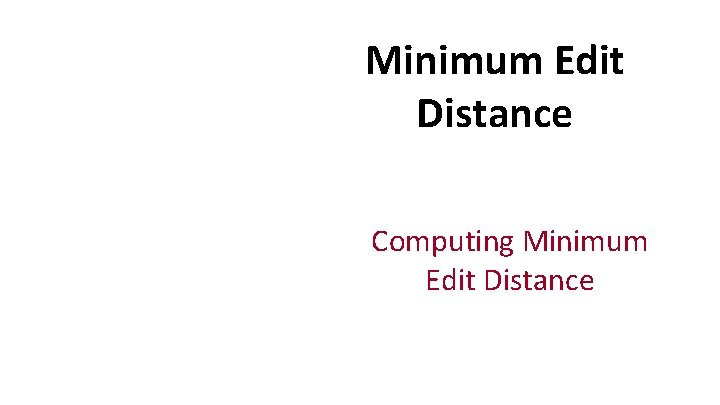 Minimum Edit Distance Computing Minimum Edit Distance 