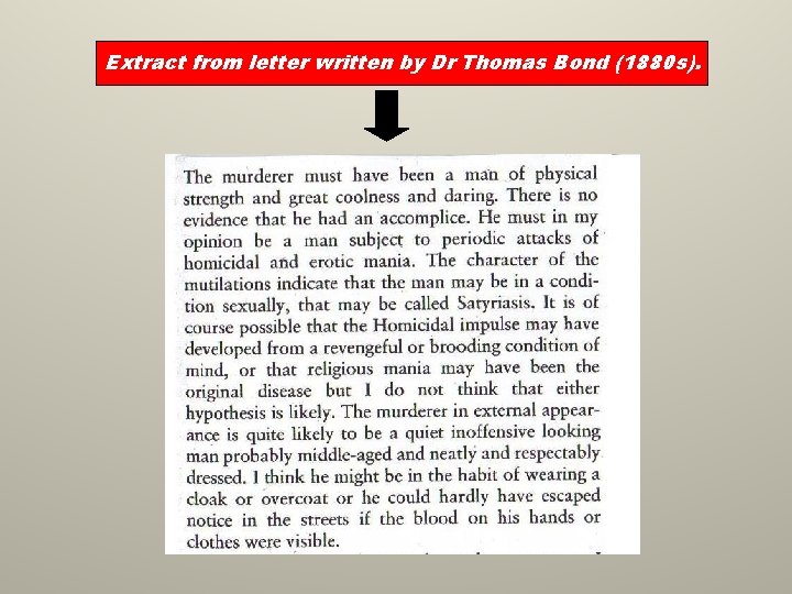 Extract from letter written by Dr Thomas Bond (1880 s). 
