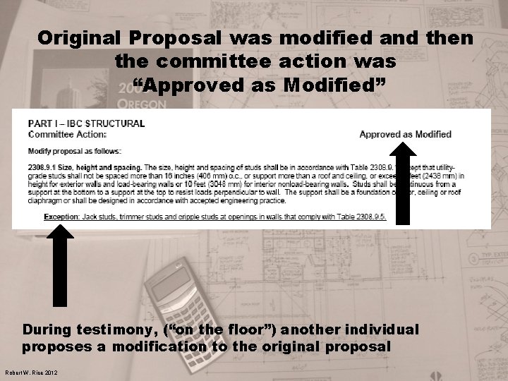 Original Proposal was modified and then the committee action was “Approved as Modified” During