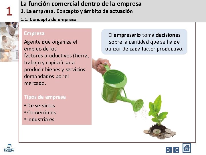 1 La función comercial dentro de la empresa 1. La empresa. Concepto y ámbito