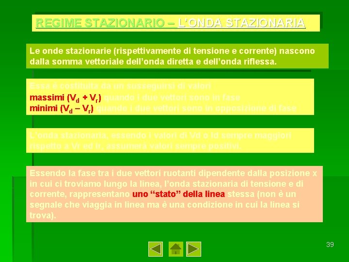 REGIME STAZIONARIO – L’ONDA STAZIONARIA Le onde stazionarie (rispettivamente di tensione e corrente) nascono