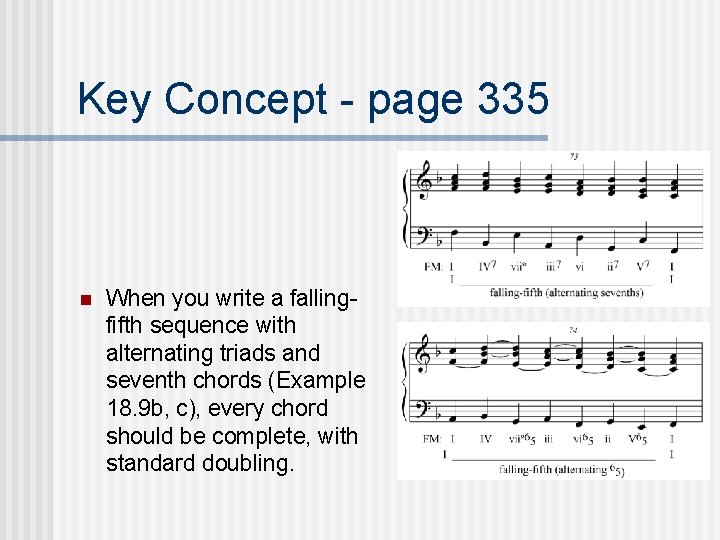 Key Concept - page 335 n When you write a fallingfifth sequence with alternating