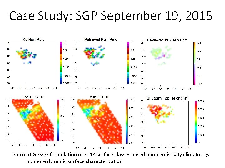 Case Study: SGP September 19, 2015 Current GPROF formulation uses 13 surface classes based