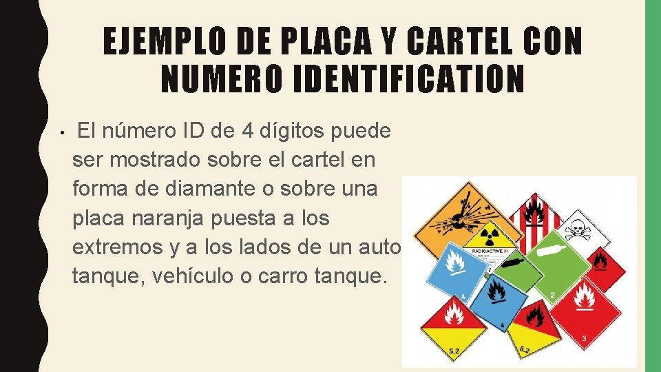 EJEMPLO DE PLACA Y CARTEL CON NUMERO IDENTIFICATION • El número ID de 4