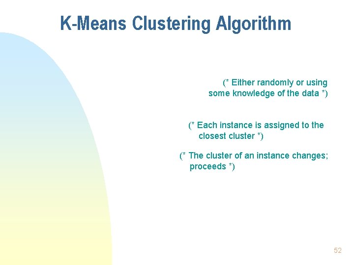 K-Means Clustering Algorithm (* Either randomly or using some knowledge of the data *)