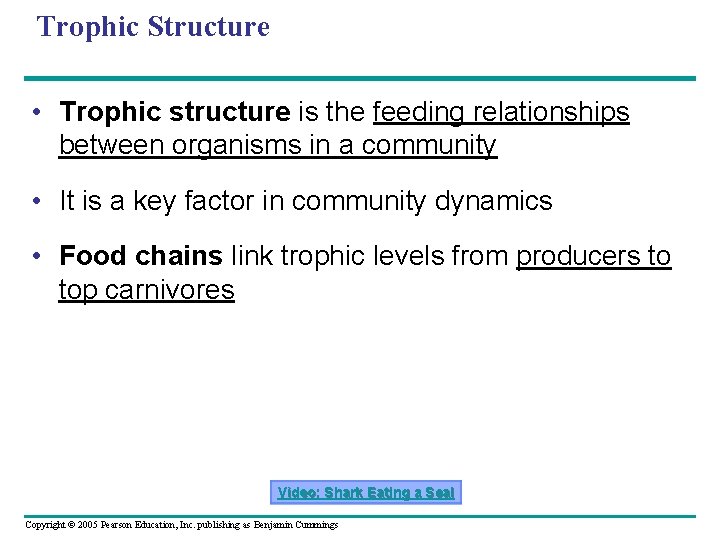 Trophic Structure • Trophic structure is the feeding relationships between organisms in a community