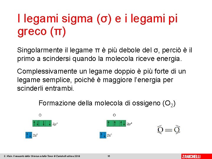 I legami sigma (σ) e i legami pi greco (π) Singolarmente il legame π