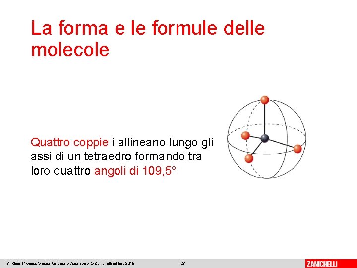 La forma e le formule delle molecole Quattro coppie i allineano lungo gli assi