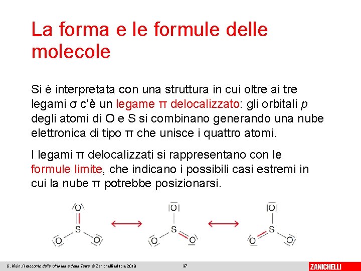 La forma e le formule delle molecole Si è interpretata con una struttura in