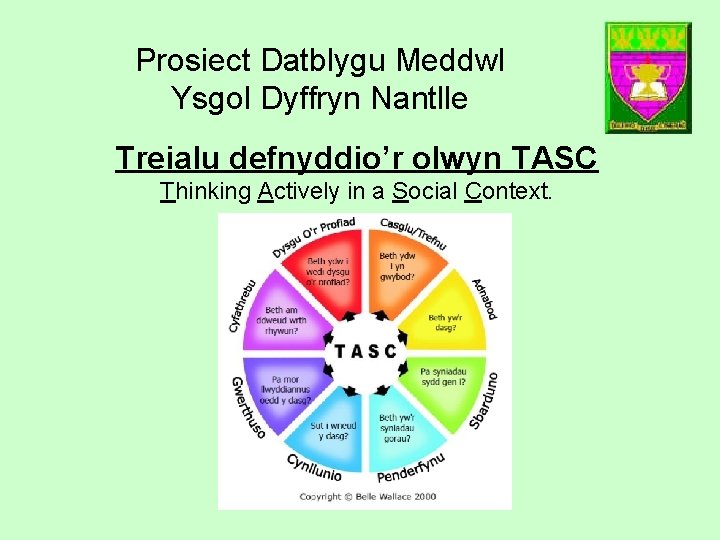 Prosiect Datblygu Meddwl Ysgol Dyffryn Nantlle Treialu defnyddio’r olwyn TASC Thinking Actively in a