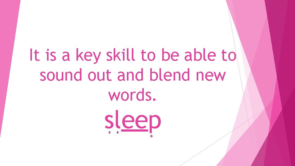 It is a key skill to be able to sound out and blend new