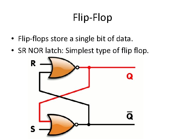 Flip-Flop • Flip-flops store a single bit of data. • SR NOR latch: Simplest