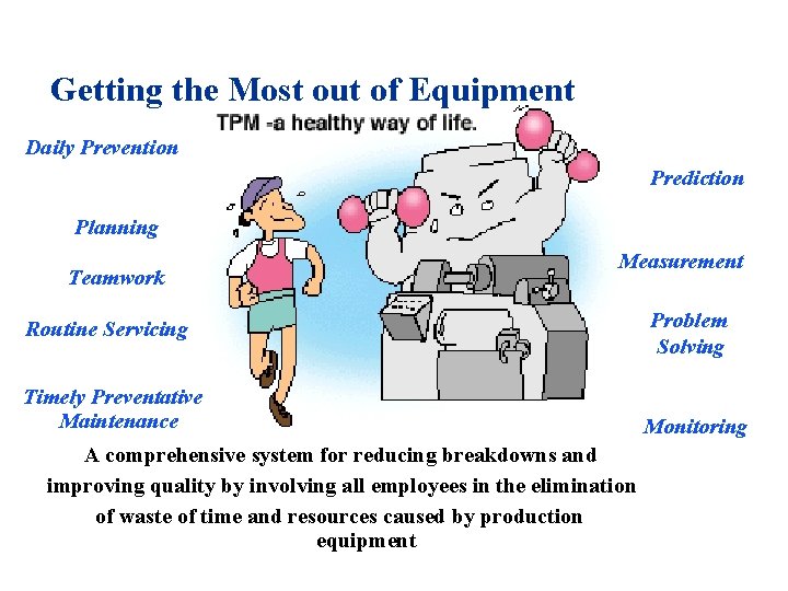 Getting the Most out of Equipment Daily Prevention Prediction Planning Teamwork Measurement Routine Servicing