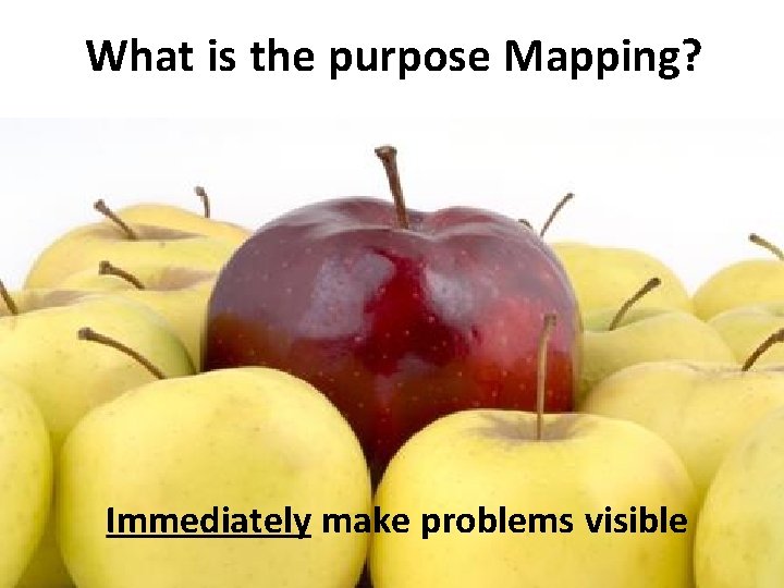 What is the purpose Mapping? Immediately make problems visible What is the purpose Mapping? Immediately make problems visible