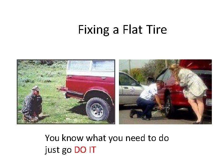 Fixing a Flat Tire You know what you need to do just go DO