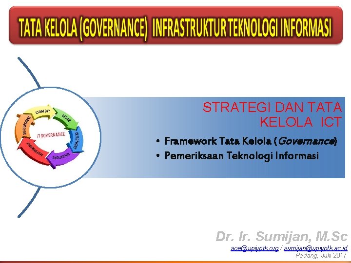 STRATEGI DAN TATA KELOLA ICT • Framework Tata Kelola (Governance) • Pemeriksaan Teknologi Informasi