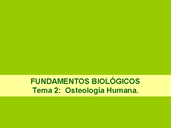 FUNDAMENTOS BIOLÓGICOS Tema 2: Osteología Humana. 