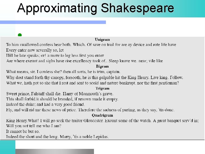 Approximating Shakespeare l 