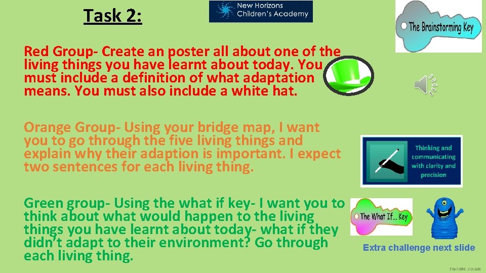 Task 2: Red Group- Create an poster all about one of the living things