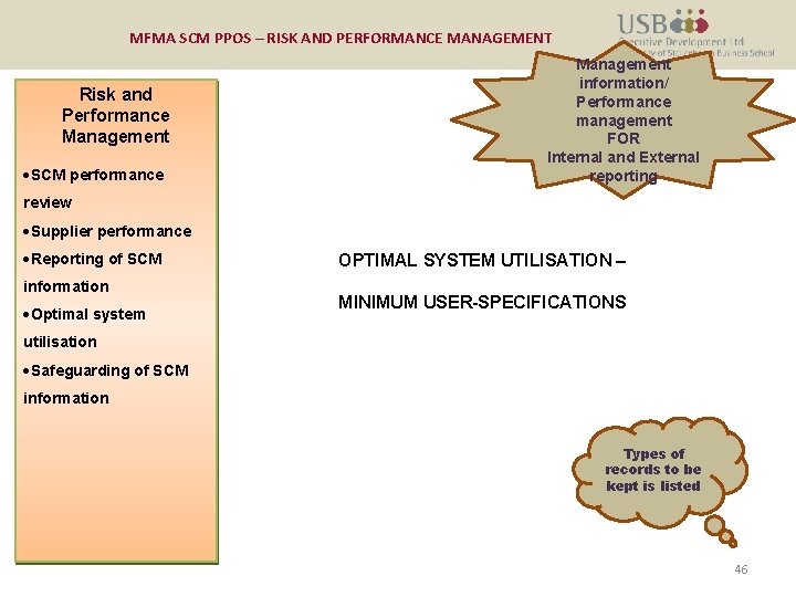 MFMA SCM PPOS – RISK AND PERFORMANCE MANAGEMENT Risk and Performance Management ·SCM performance