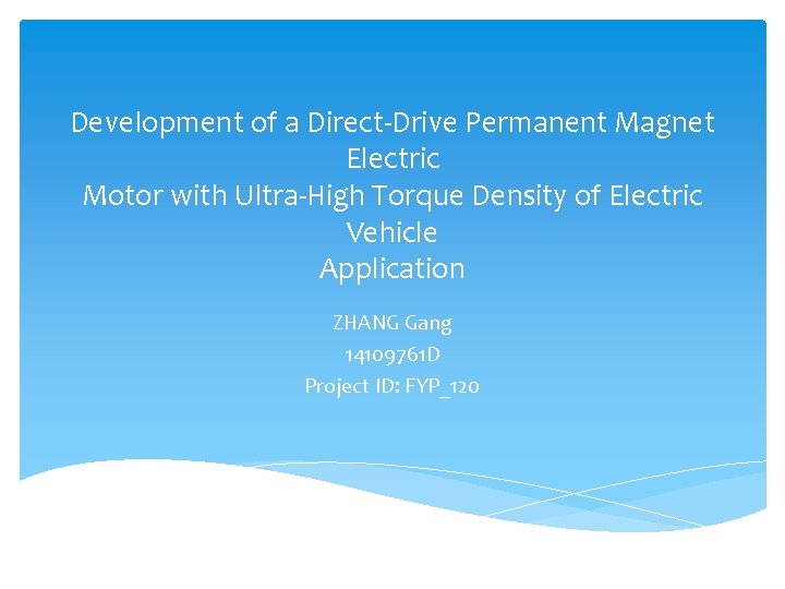 Development of a DirectDrive Permanent Electric Motor