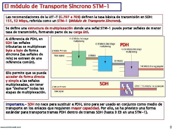 El módulo de Transporte Síncrono STM-1 Las recomendaciones de la UIT-T (G. 707 a