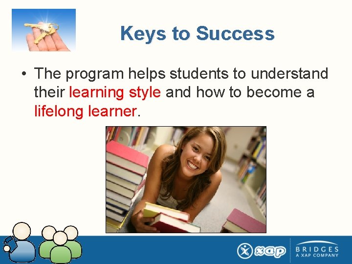 Keys to Success • The program helps students to understand their learning style and