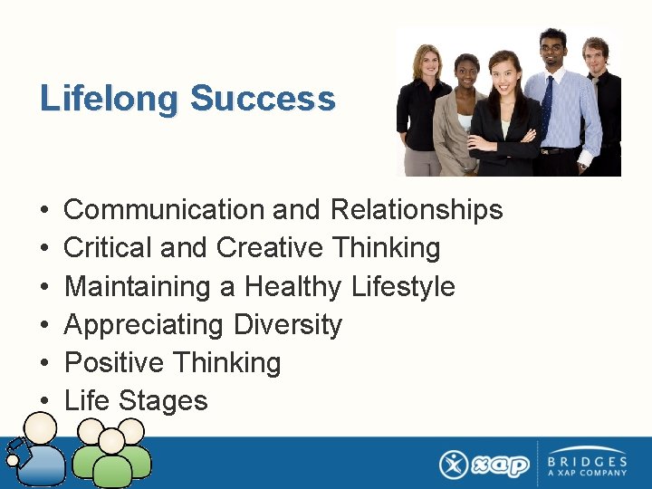 Lifelong Success • • • Communication and Relationships Critical and Creative Thinking Maintaining a