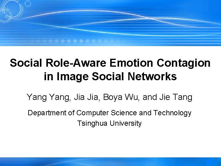 Social Role-Aware Emotion Contagion in Image Social Networks Yang, Jia, Boya Wu, and Jie