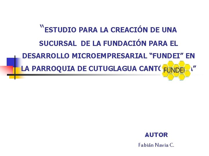 “ESTUDIO PARA LA CREACIÓN DE UNA SUCURSAL DE LA FUNDACIÓN PARA EL DESARROLLO MICROEMPRESARIAL