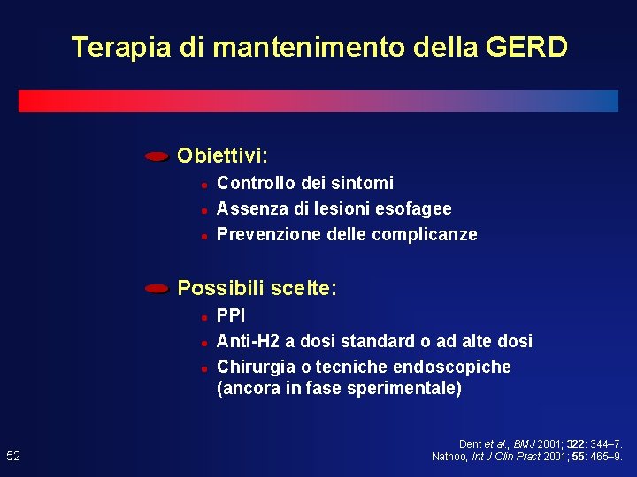 Terapia di mantenimento della GERD Obiettivi: l l l Controllo dei sintomi Assenza di