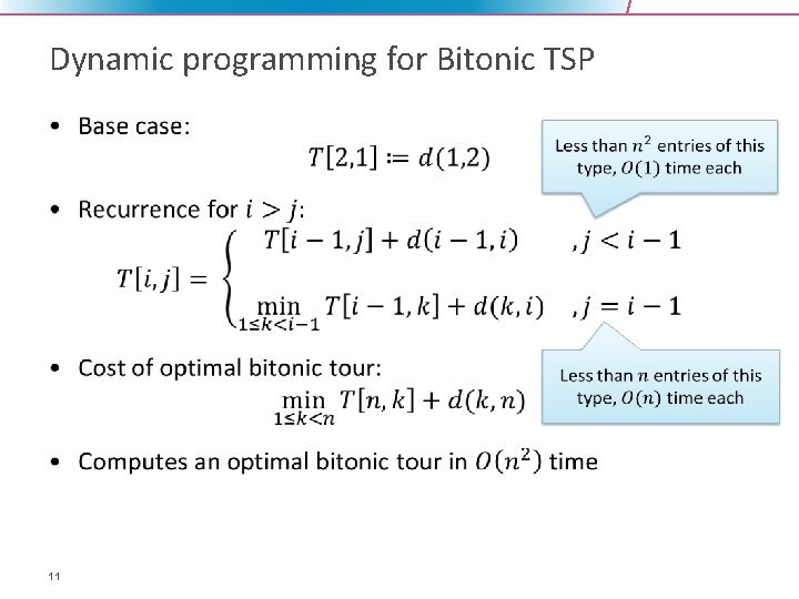 Dynamic programming for Bitonic TSP • 11 