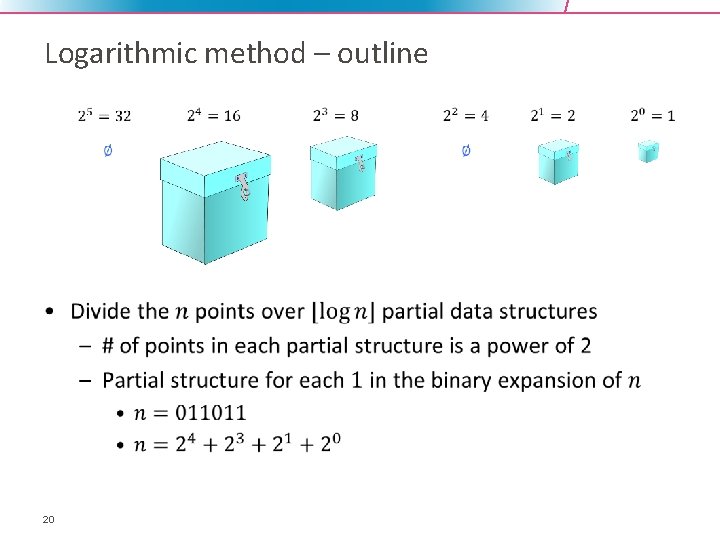 Logarithmic method – outline • 20 