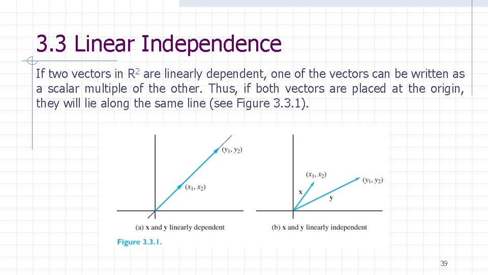 3. 3 Linear Independence If two vectors in R 2 are linearly dependent, one
