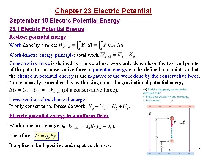 Chapter 23 Electric Potential September 10 Electric Potential Energy 23. 1 Electric Potential Energy